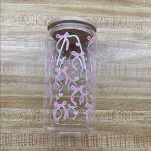 A Classy Chic Boutique Pink Ribbon Glass Jar